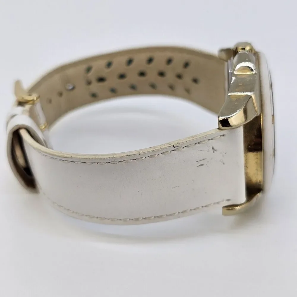 Anne Klein Women's Watch‎ 36MM White Dial White Leather Bands New Battery